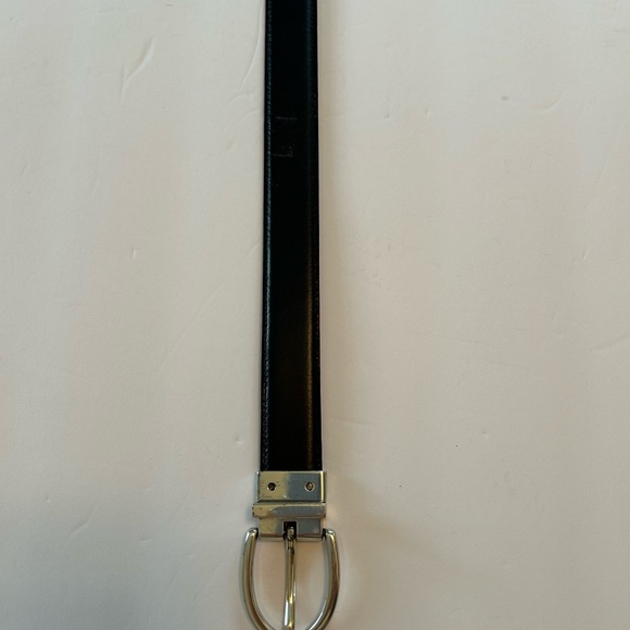 Ralph Lauren Leather Belt burgundy black 34” Silver Buckle reversible - Picture 6 of 11